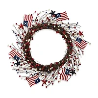 Glitzhome 22in Patriotic Flag And Berry Indoor Wreath
