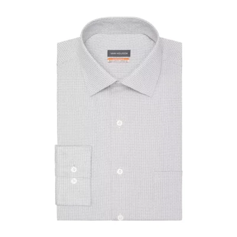 Van Heusen Stain Shield Mens Regular Fit Stretch Fabric Wrinkle Free Long Sleeve Dress Shirt