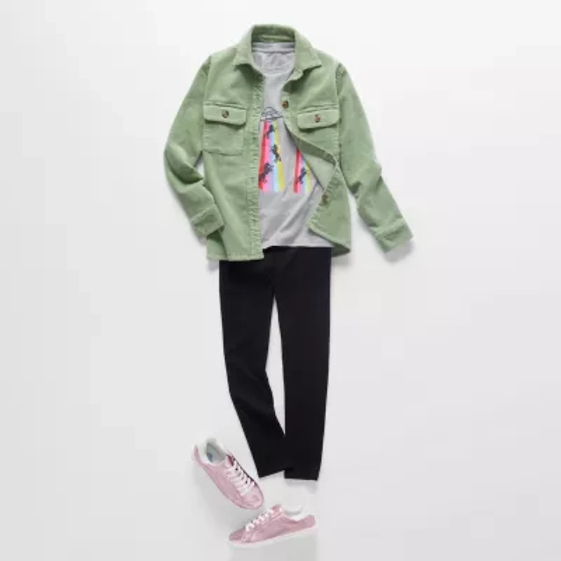 Thereabouts Little & Big Kid Girls Round Neck Short Sleeve Regular Fit Graphic T-Shirt