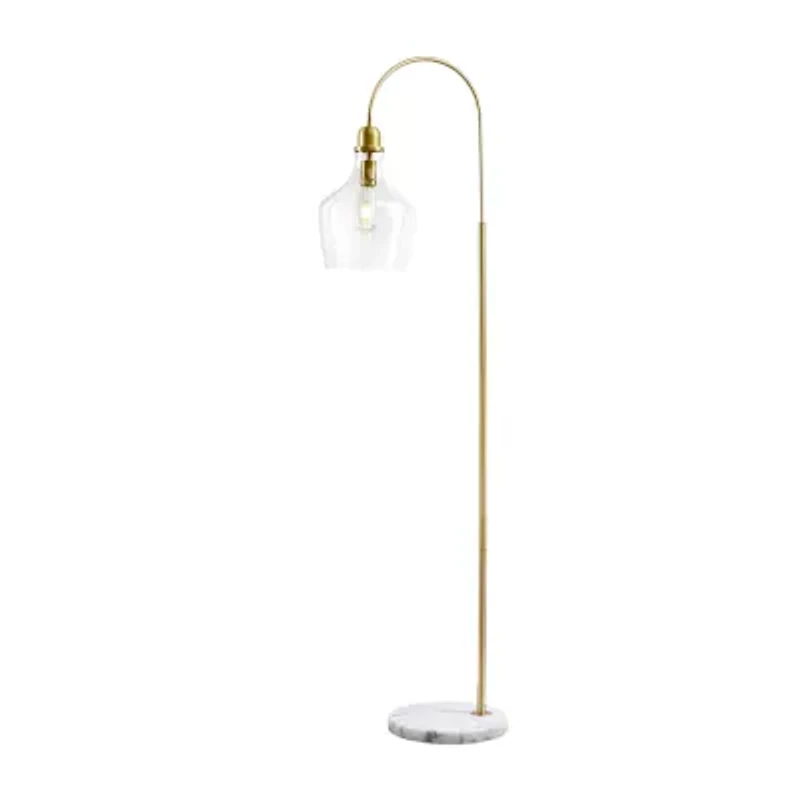 Hampton Hill Auburn Arched Floor Lamp with Marble Base