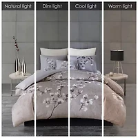 N Natori Sakura Blossom 3PC Cotton Sateen Printed Comforter Set
