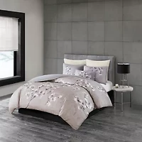 N Natori Sakura Blossom 3PC Cotton Sateen Printed Comforter Set