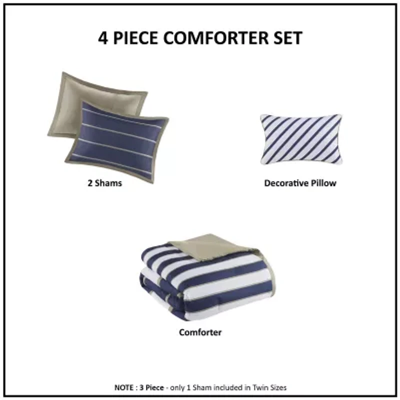 Intelligent Design Garrett Striped Comforter Set with decorative pillow