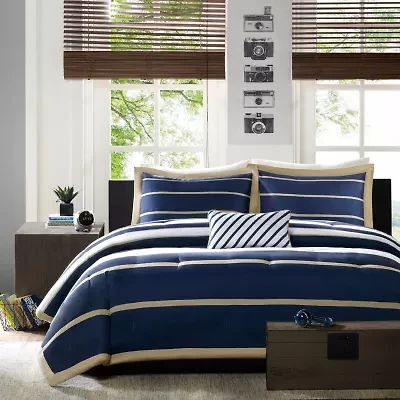 Intelligent Design Garrett Striped Comforter Set with decorative pillow