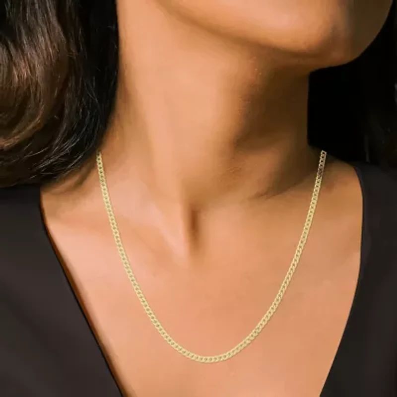Unisex Adult 14K Gold 18 Inch Curb Chain Necklace