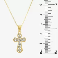 Made in Italy Womens 14K Two Tone Gold Cross 18 Inch Pendant Necklace