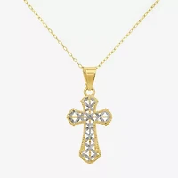 Made in Italy Womens 14K Two Tone Gold Cross 18 Inch Pendant Necklace