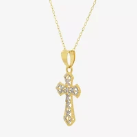 Made in Italy Womens 14K Two Tone Gold Cross 18 Inch Pendant Necklace