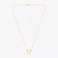 Womens White Mother Of Pearl 14K Gold Heart 17 Inch Pendant Necklace