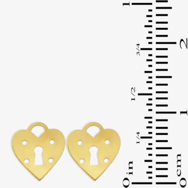 14K Gold 12.7mm Heart Stud Earrings