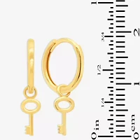 Womens 14K Gold 12.7mm Keys Hoop Earrings