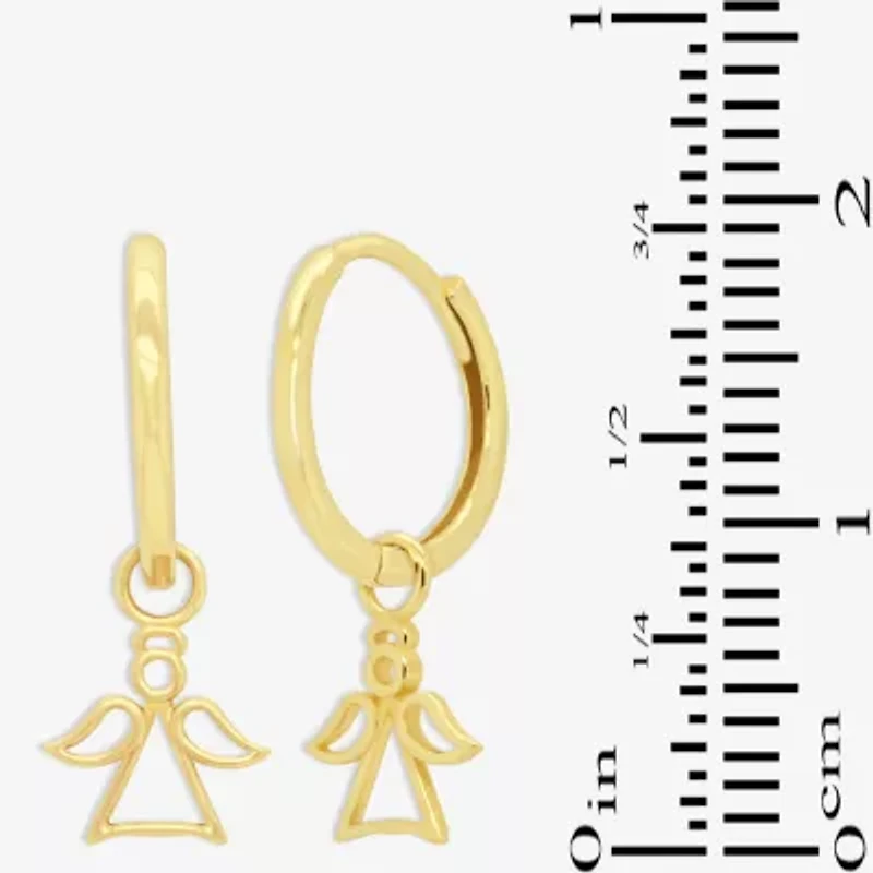 Womens 14K Gold 12.7mm Angel Hoop Earrings
