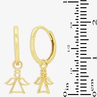 Womens 14K Gold 12.7mm Angel Hoop Earrings