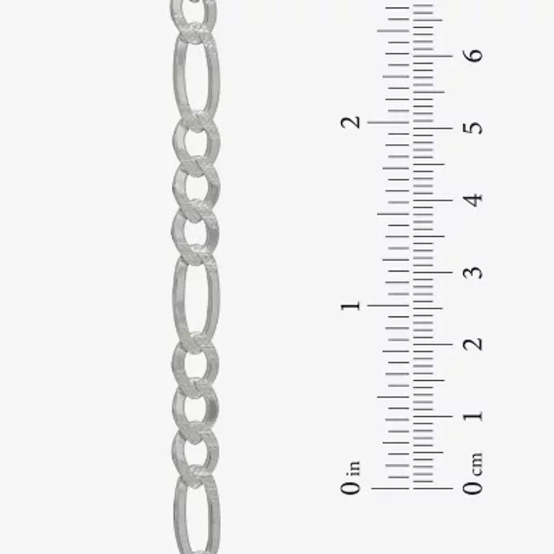 Made in Italy Mens Sterling Silver 8 1/2 Inch Solid Figaro Chain Bracelet