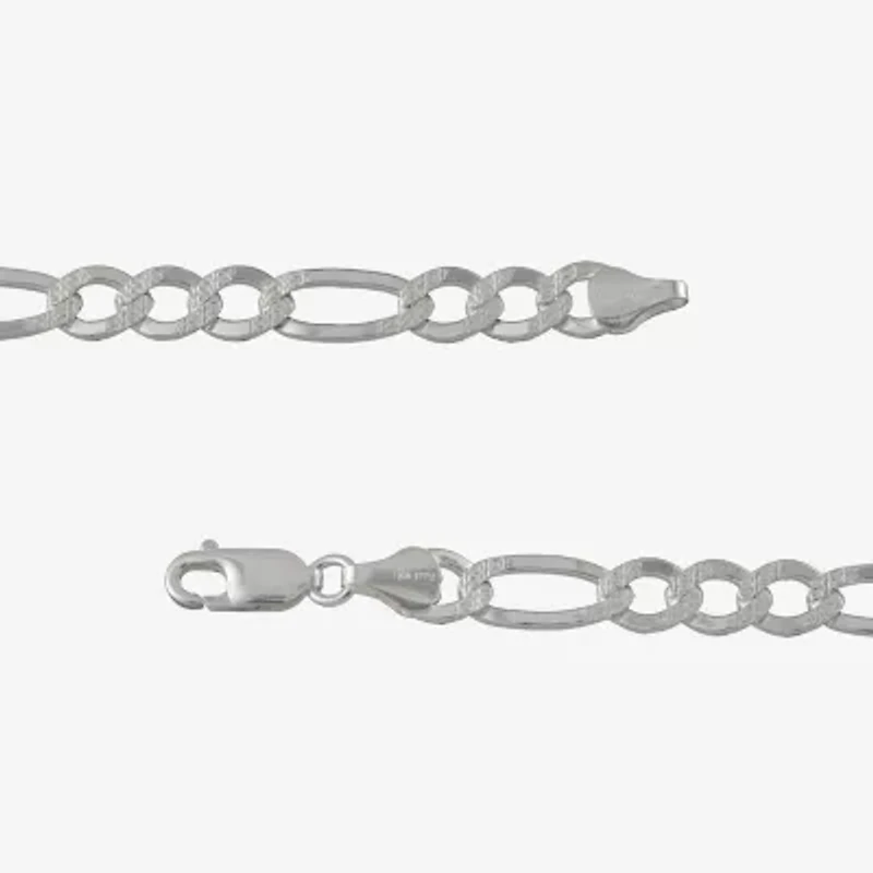 Made in Italy Mens Sterling Silver 8 1/2 Inch Solid Figaro Chain Bracelet