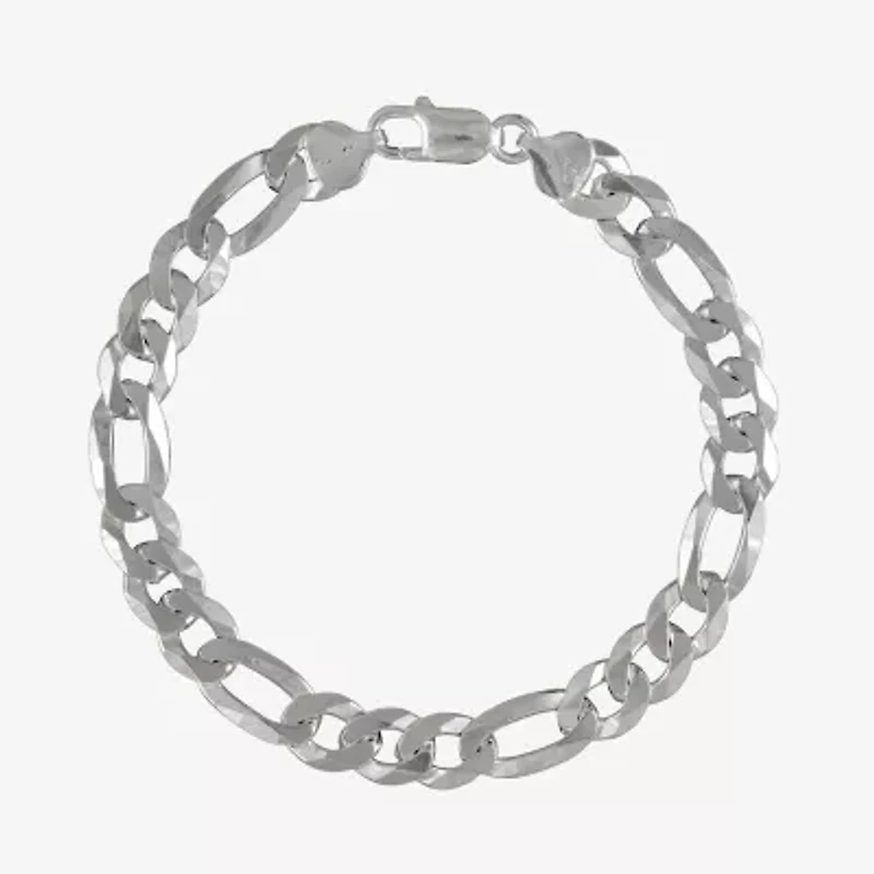 Made in Italy Mens Sterling Silver 9 Inch Solid Figaro Chain Bracelet