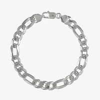 Made in Italy Mens Sterling Silver 9 Inch Solid Figaro Chain Bracelet