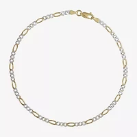 Silver Two-Tone 10" Figaro Ankle Bracelet