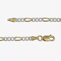 Silver Two-Tone 10" Figaro Ankle Bracelet