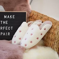 Dearfoams Teddy Heart Scuff Womens Memory Foam Slip-On Slippers