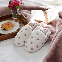 Dearfoams Teddy Heart Scuff Womens Memory Foam Slip-On Slippers