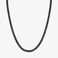 Mens Black Spinel Sterling Silver 22 Inch Tennis Necklace