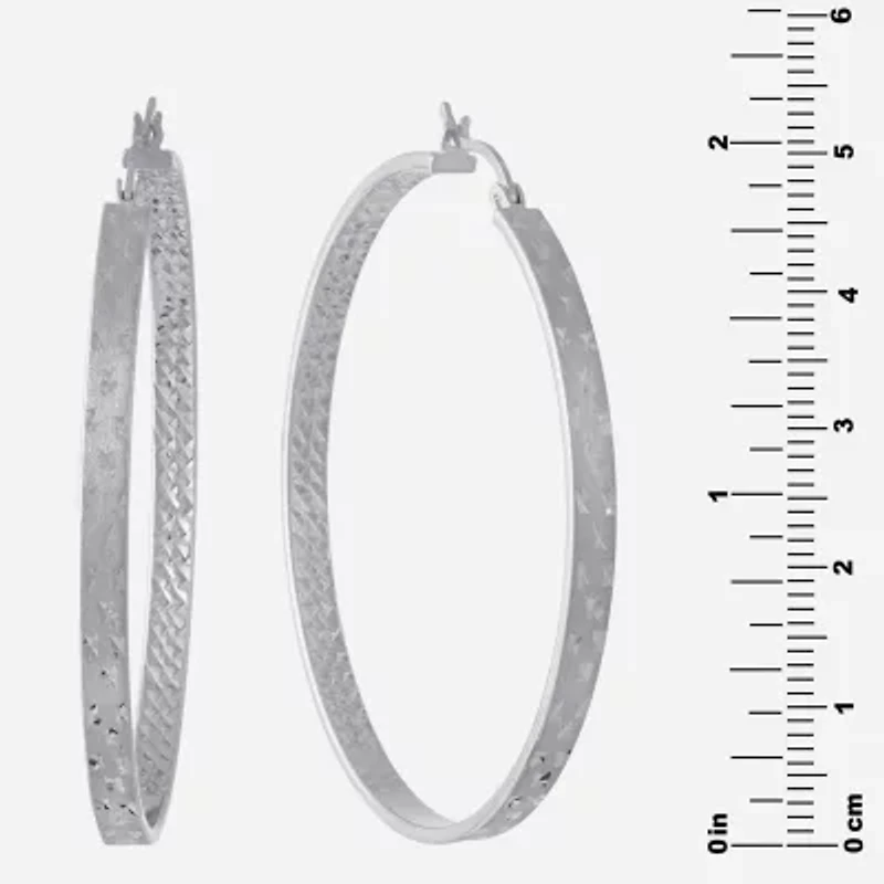 Sterling Silver Diamond Cut Hoop Earring