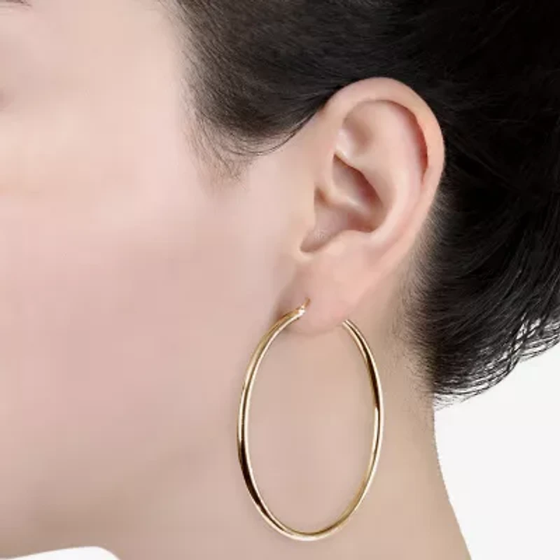 Womens 14K Gold Over Silver Sterling Silver 65mm Hoop Earrings