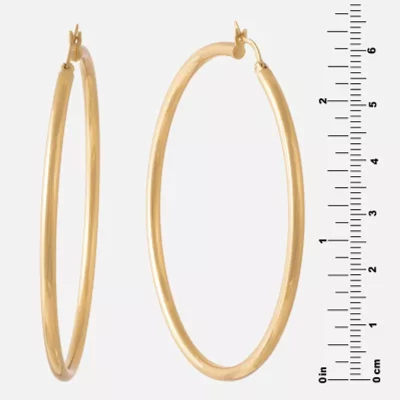 Womens 14K Gold Over Silver Sterling Silver 65mm Hoop Earrings