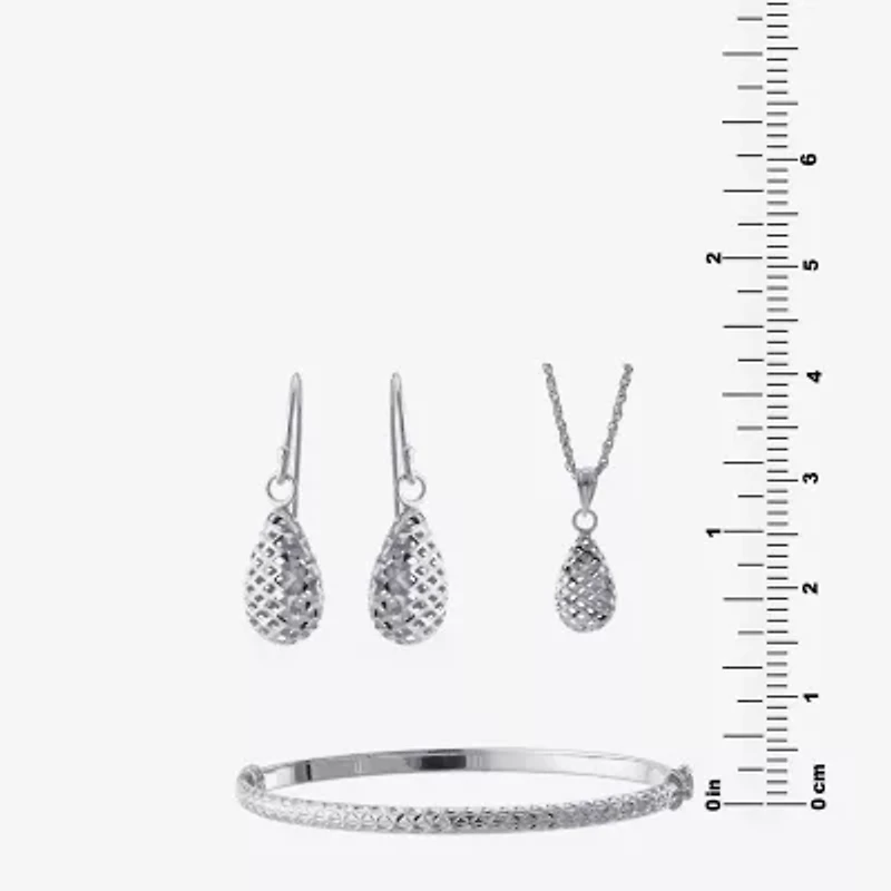Diamond Cut Womens Sterling Silver 3-pc. Jewelry Set