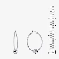 Womens Sterling Silver 36.1mm Ball Hoop Earrings