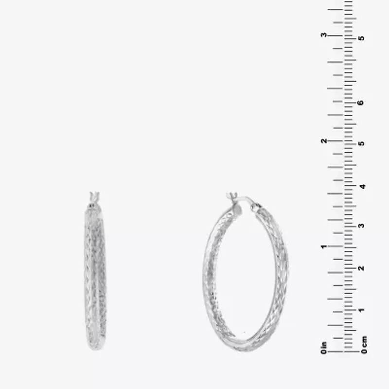 Womens Sterling Silver 37.8mm Hoop Earrings