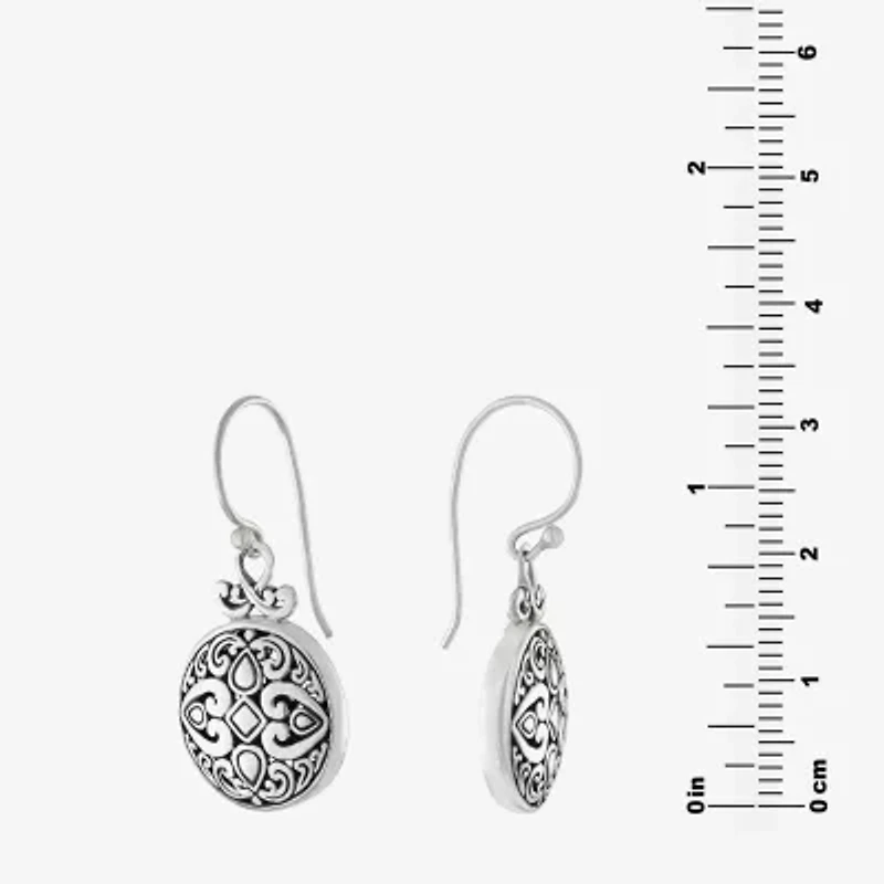 Womens Sterling Silver Round Drop Earrings