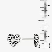 Sterling Silver 11.7mm Heart Stud Earrings