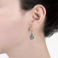 Womens Sterling Silver Pear Drop Earrings