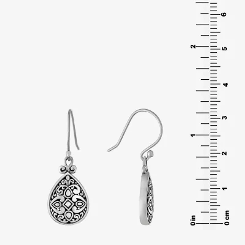 Womens Sterling Silver Pear Drop Earrings