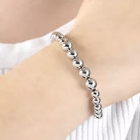 Womens Sterling Silver Beaded Bracelet