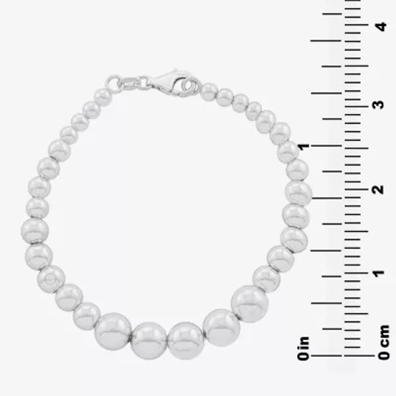 Womens Sterling Silver Beaded Bracelet