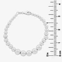 Womens Sterling Silver Beaded Bracelet