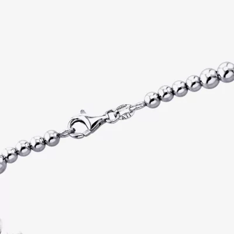 Womens Sterling Silver Beaded Bracelet
