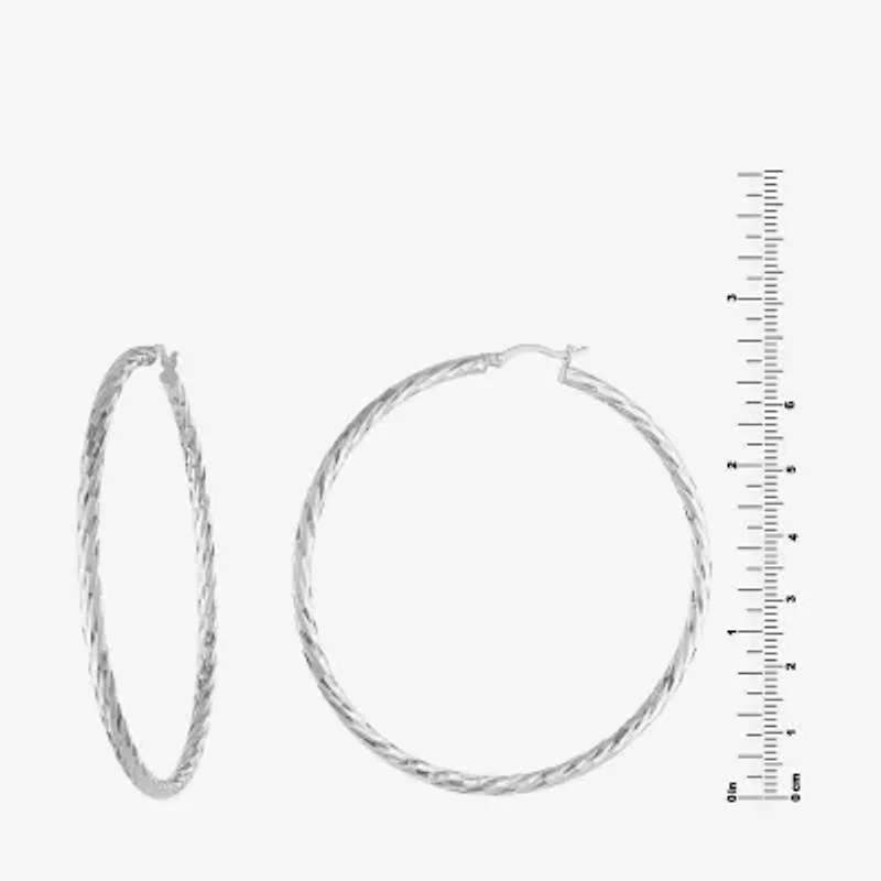 Womens Sterling Silver 50mm Hoop Earrings