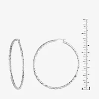Womens Sterling Silver 50mm Hoop Earrings