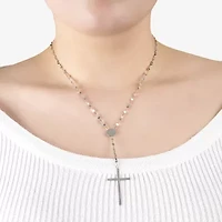 Womens Sterling Silver 18 Inch Rosary Necklace