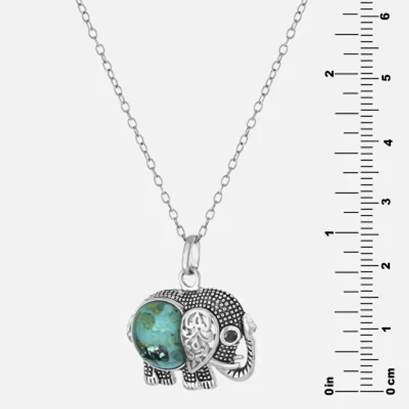 Womens Enhanced Blue Turquoise Sterling Silver 18 Inch Pendant Necklace