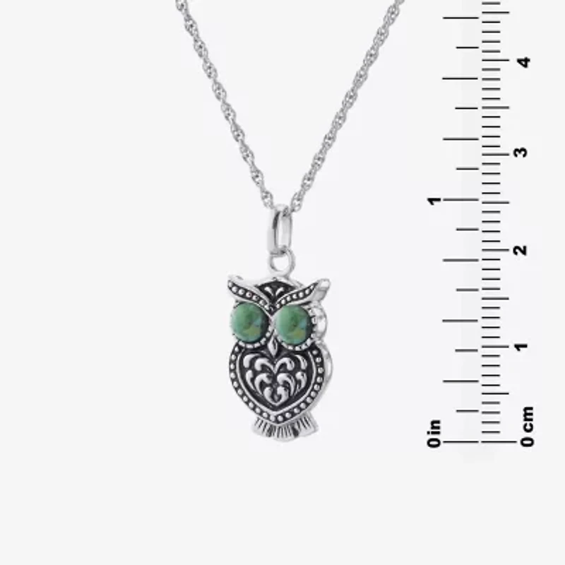 Womens Enhanced Blue Turquoise Sterling Silver 18 Inch Pendant Necklace