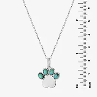 Paw Print Womens Enhanced Blue Turquoise Sterling Silver 18 Inch Pendant Necklace