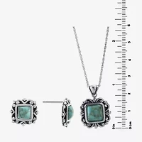 Womens Enhanced Blue Turquoise Sterling Silver 2-pc. Jewelry Set