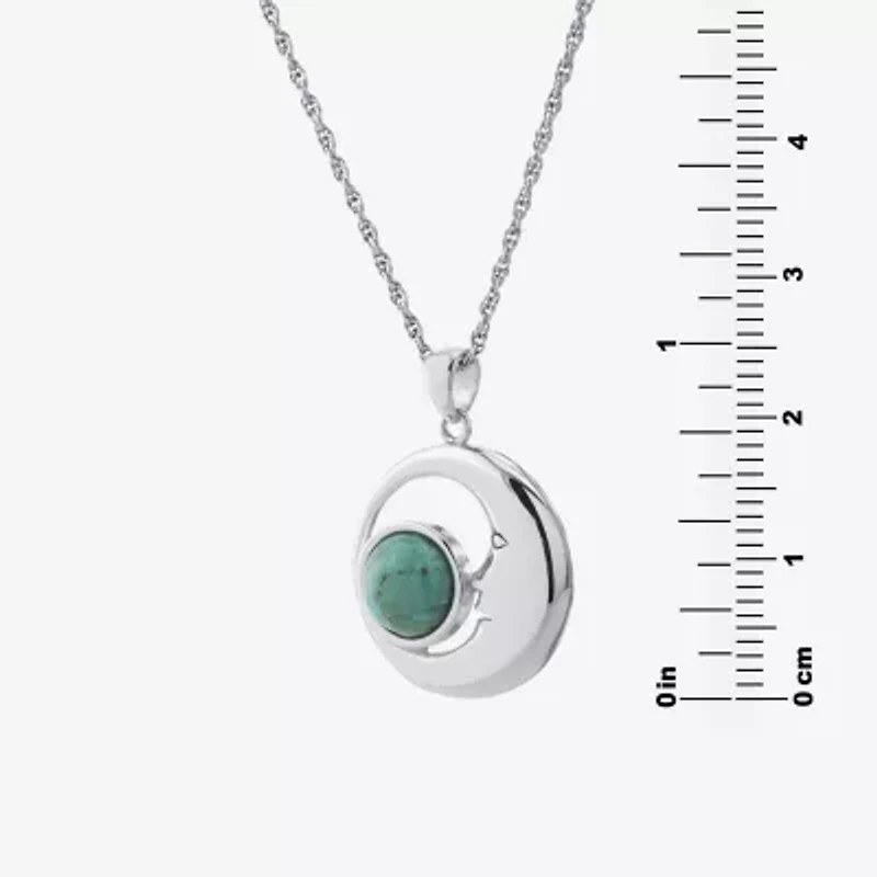 Moon Womens Enhanced Blue Turquoise Sterling Silver Moon 18 Inch Pendant Necklace
