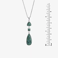 Womens Enhanced Blue Turquoise Sterling Silver 18 Inch Pendant Necklace
