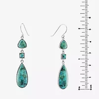 Womens Enhanced Blue Turquoise Sterling Silver Drop Earrings